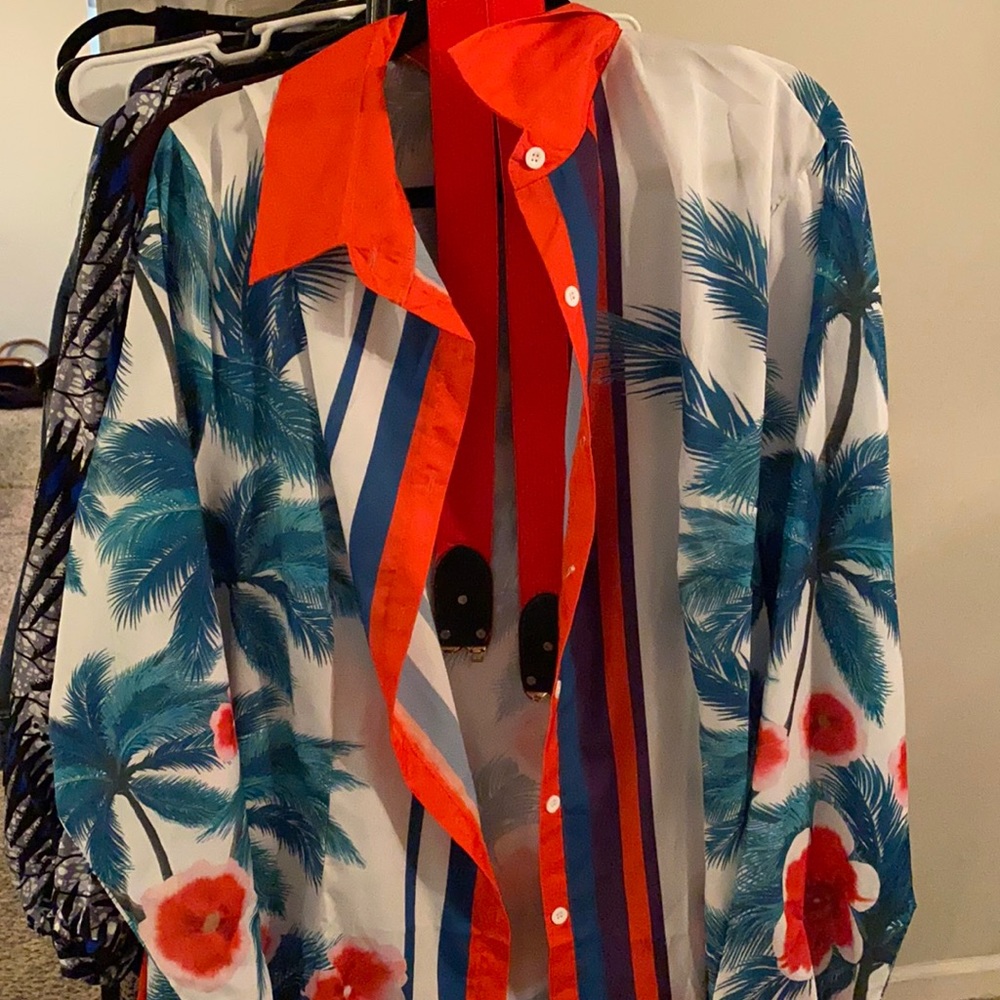 Floral Shirt/Swimsuit cover With Belt